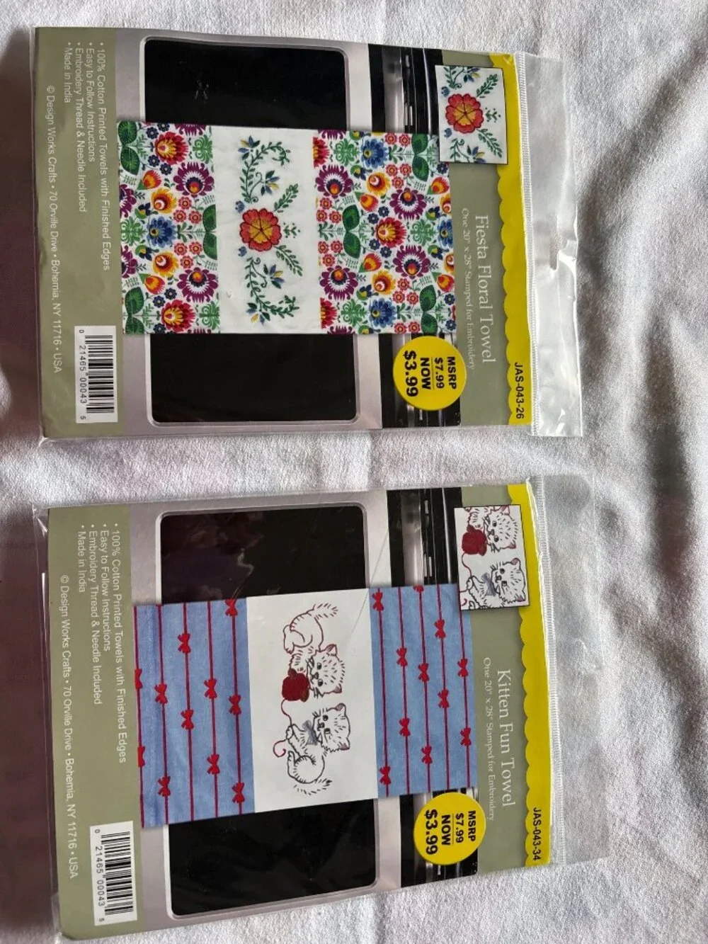 Kitten & Floral Embroidery Towel Kits 20